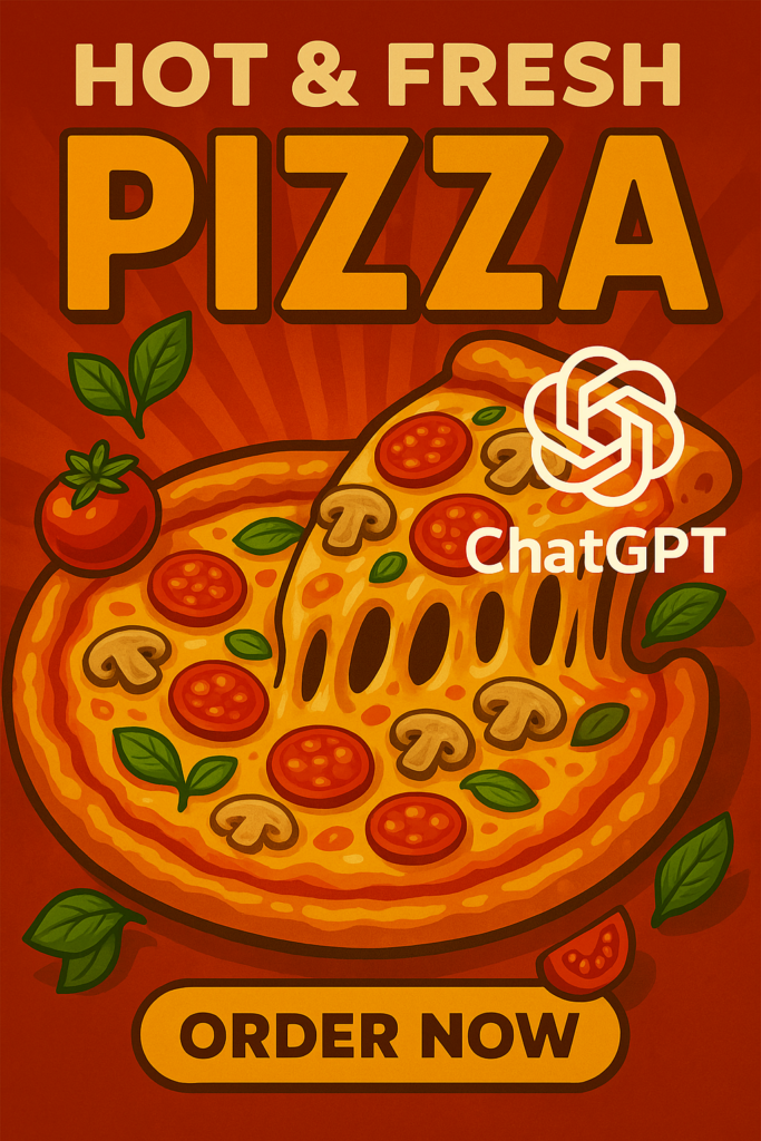 Generate Ad Creatives with ChatGPT. example prompt I use to create a vibrant pizza ad.